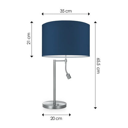 Home Sweet Home Tafellamp Read, LED Leeslamp, E27, donkerblauw 35cm