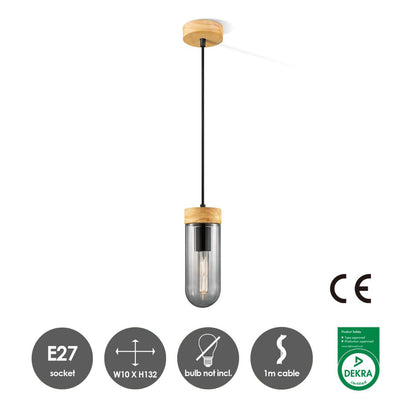 Home Sweet Home Hanglamp Capri - rook glas - 10x10x132cm