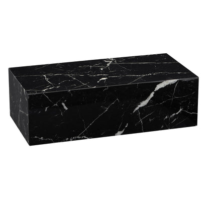 Salontafel Cube 100x30x50 cm hoogglans met marmerlook zwart