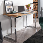 Bureau eiken met zilveren / chome pootstel