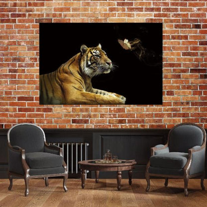 Tiger and butterfly - Terhalle Glasschilderij
