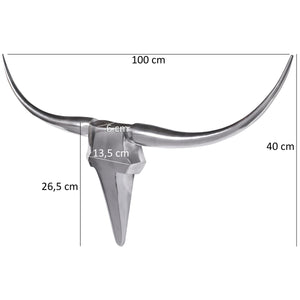 Deko Gewei Stier Zilver 100 cm