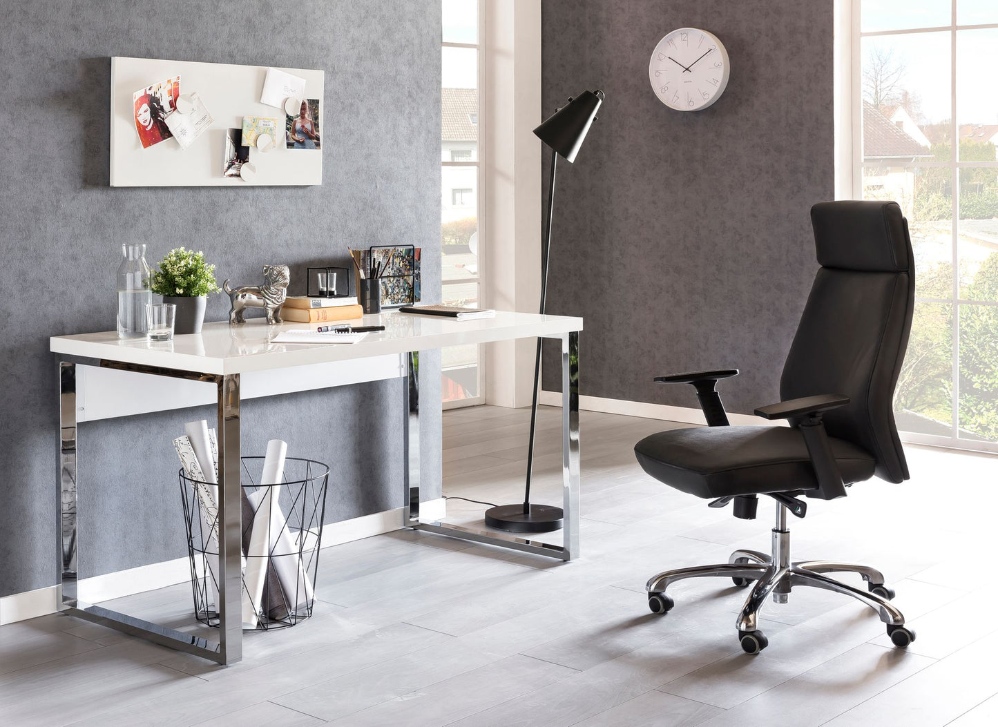 Carlie wit hoogglans Bureau 140x70x76 cm