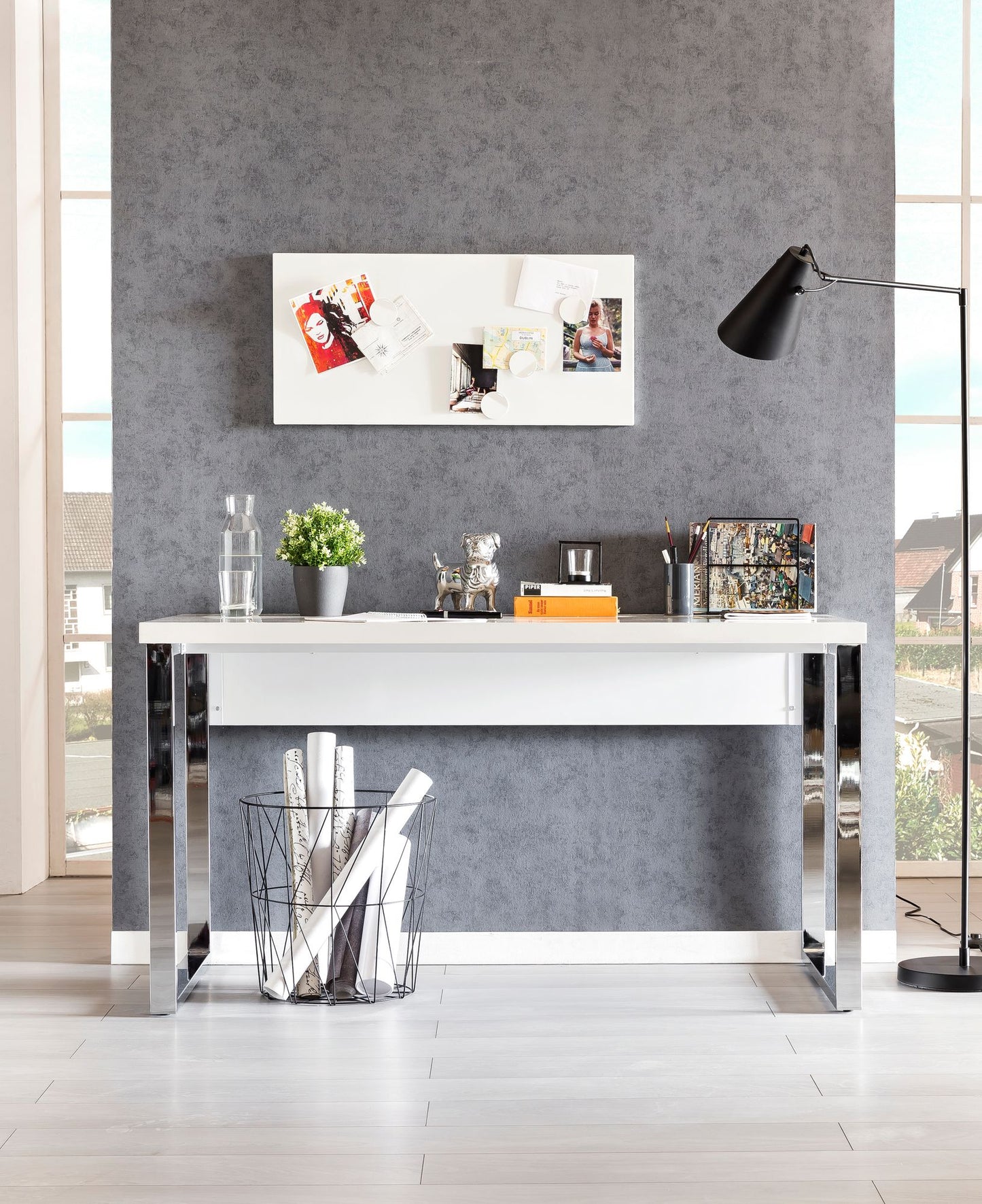 Carlie wit hoogglans Bureau 140x70x76 cm