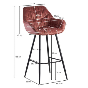 Barkruk/ Barstoel fluweel velvet (verschillende kleuren)