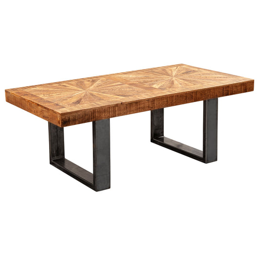 Moderne salontafel mango massief hout 105x40x55 cm tafel in industrieel design | Salontafel met hout en metaal | Rustieke salontafel