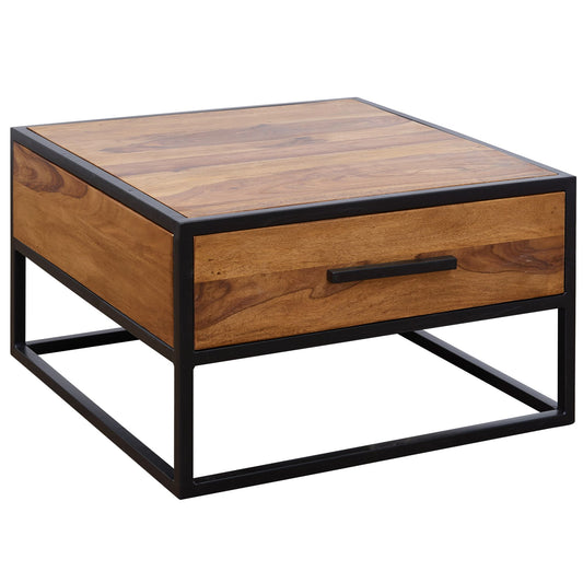 coffee table WL5.623 solid wood / metal bench 65x38x65cm | Designer coffee table Sheesham | Stubentable Industrial Brown | Designer Wooden Table Coffee Table Solid | Living room with table
