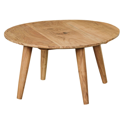 salontafel Massief houten acacia | Woonkamer tafel Rond Ã˜75 x 40 cm | Tafel met 4 poten in landelijke stijl