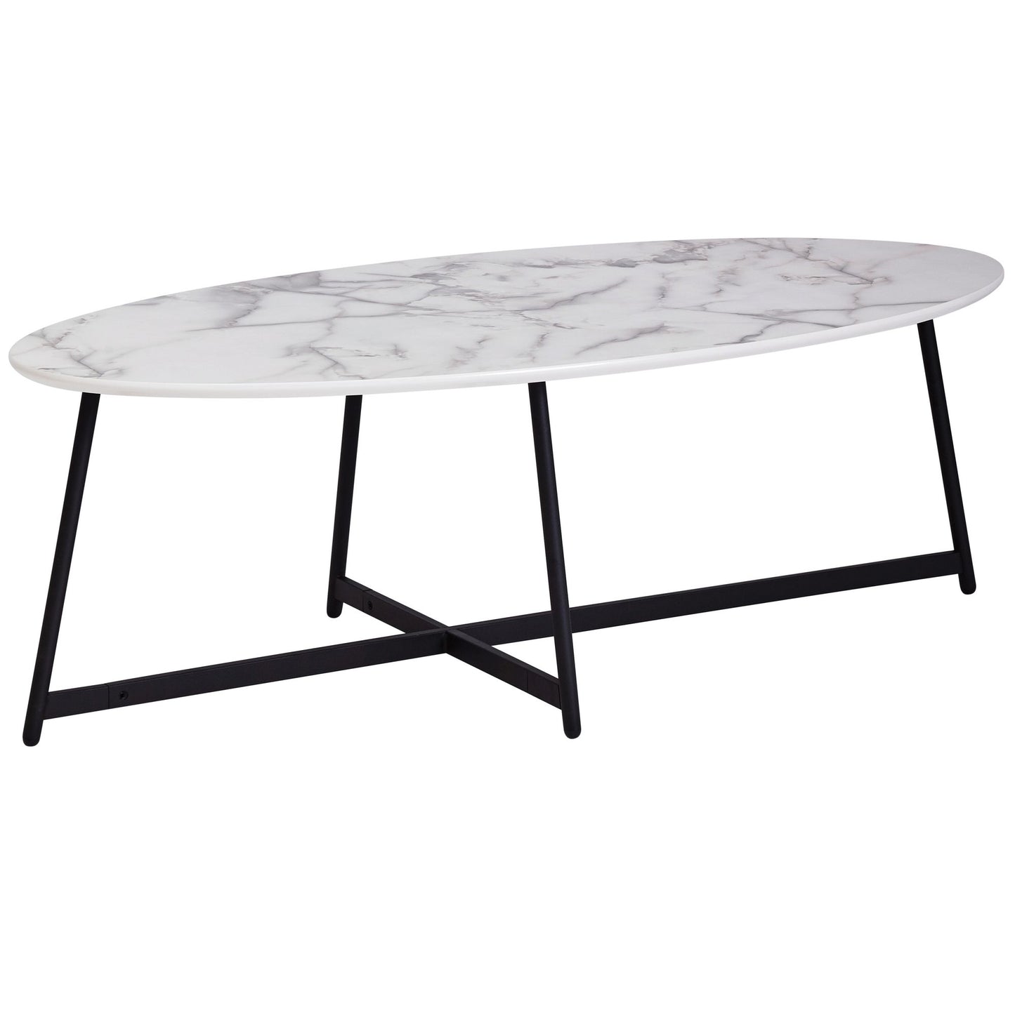 Design salontafel ovaal 120x60 cm met wit met zwarte poten
