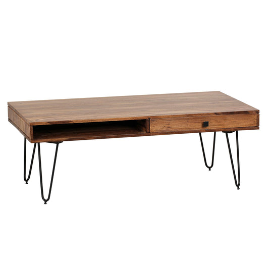 coffee table BAGLI solid wood Sheesham 110 cm wide coffee table design metal legs country style side table