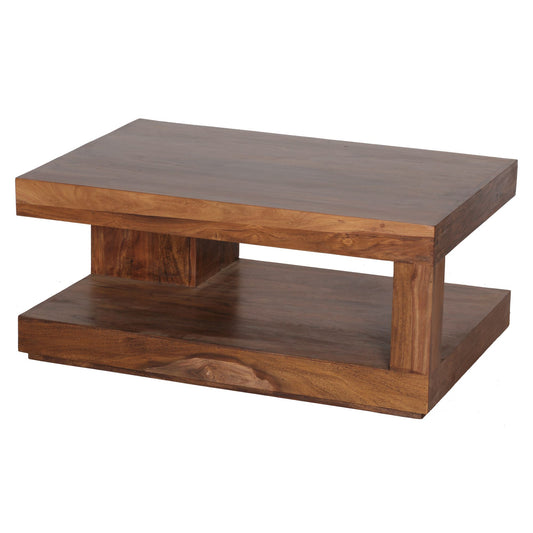 salontafel MUMBAI Sheesham massief hout 90 x 60 x 40 cm | Salontafel design donkerbruin | Landhuisstijl bijzettafel natuurproduct | Woonkamermeubels uniek modern | Massief houten meubelen, echt hout, rechthoekig