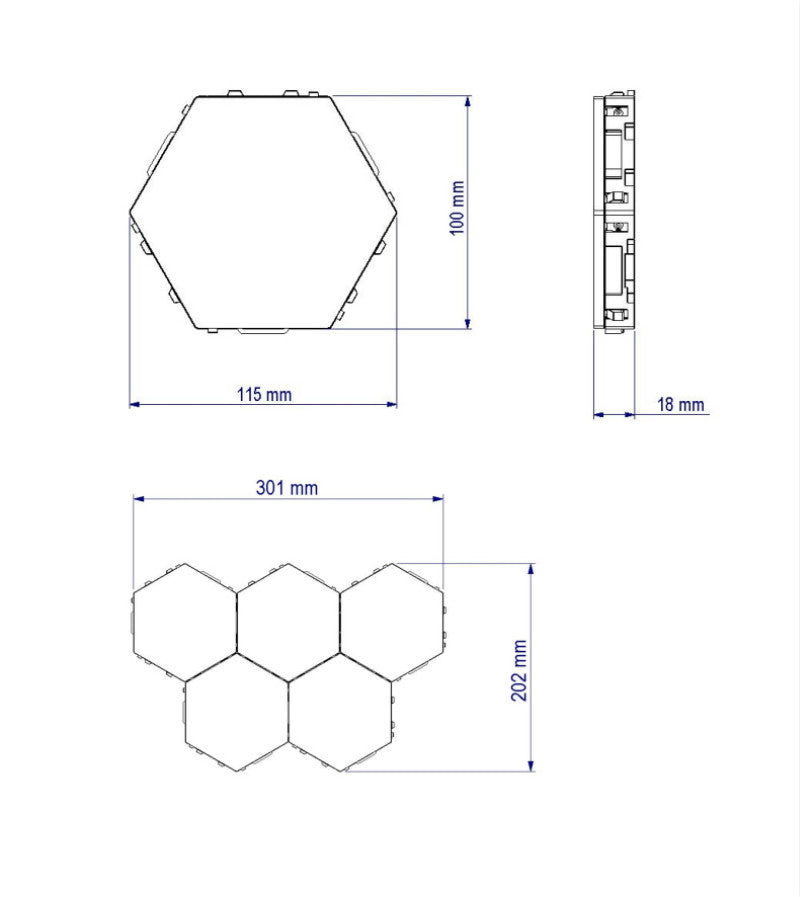 Modulaire Hexa Touch Led-wand